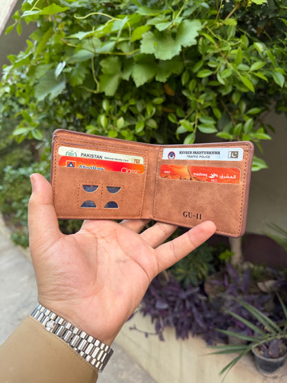 GU-II Bifold Wallet – all three colours Grey, Black and Tan side by side