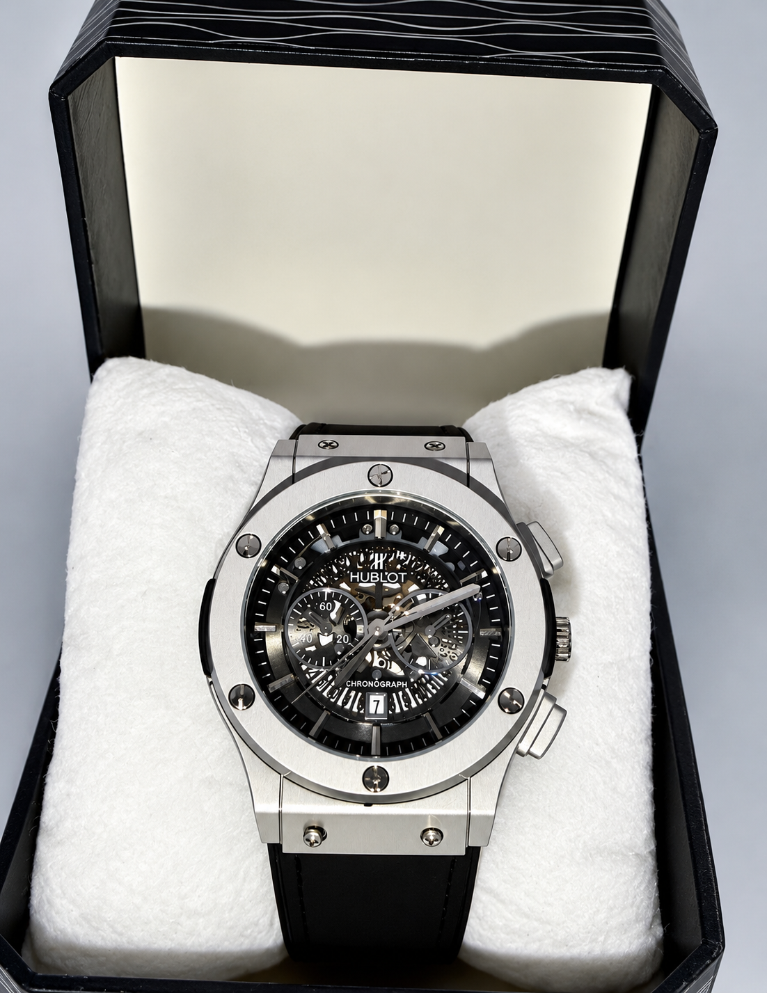 Stylish Black Skeleton Chronograph Watch for Men - Elevate Your Timekeeping