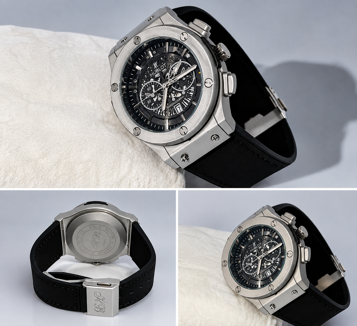 Stylish Black Skeleton Chronograph Watch for Men - Elevate Your Timekeeping