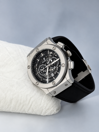 Stylish Black Skeleton Chronograph Watch for Men - Elevate Your Timekeeping