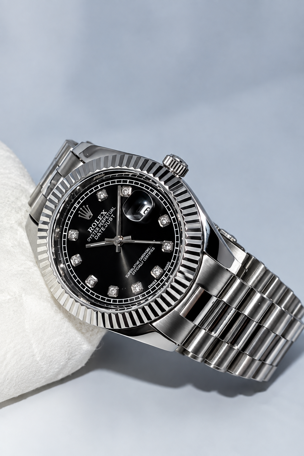 SILVER STEEL DIAMOND-MARKER DATEJUST WATCH – MEN'S