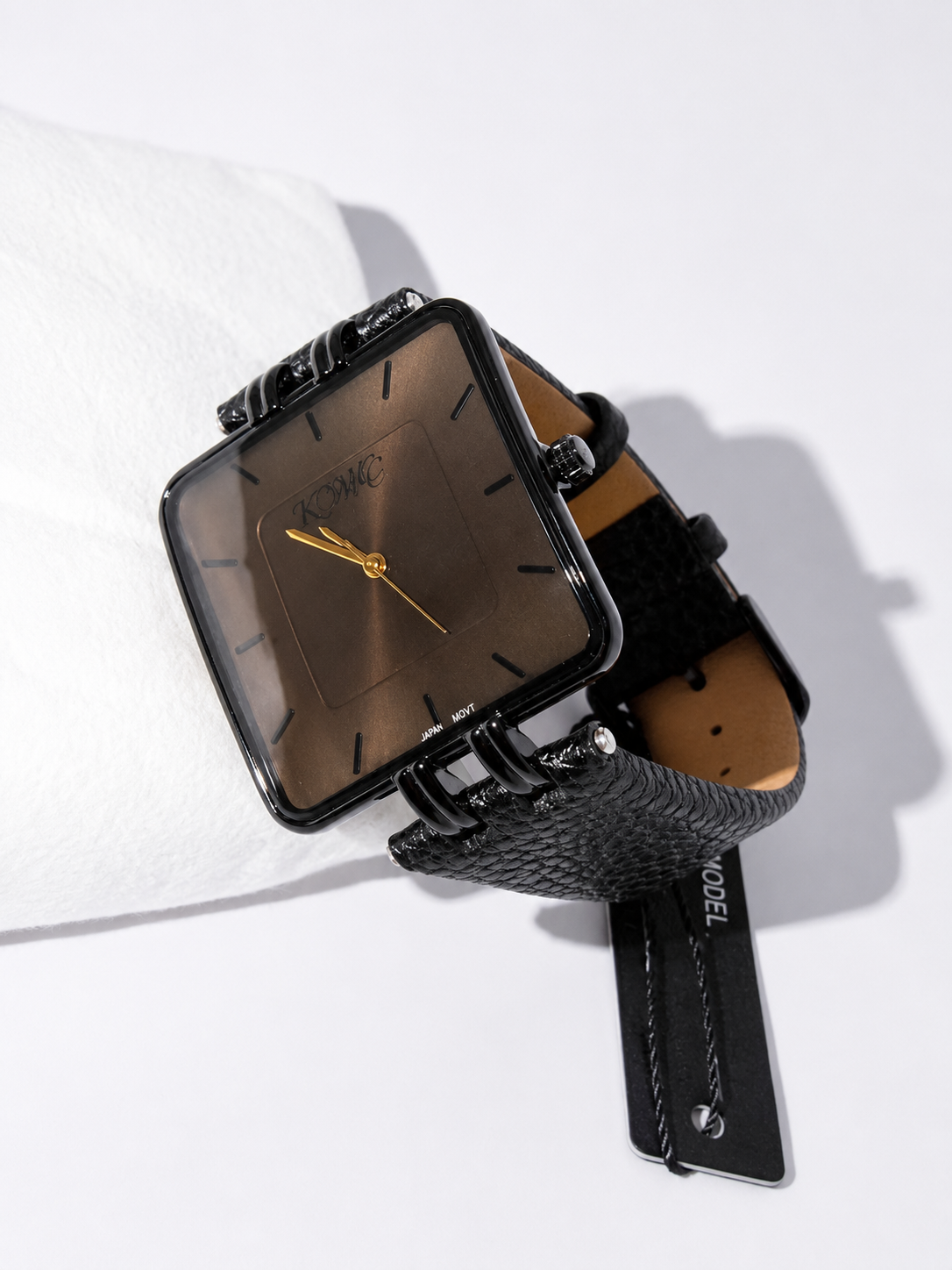 Men's Fashion Watch: Stylish Black Leather Square Face Timepiece
