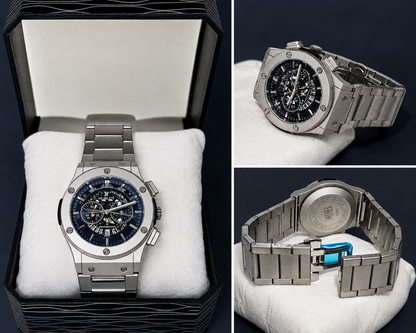 Elevate Your Style with Our Stainless Steel Blue Chronograph Watch for Men
