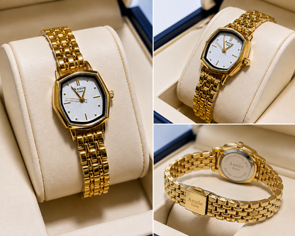 Elegant Gold Cushion-Case Bracelet Watch for Women – Timeless Style and Precision