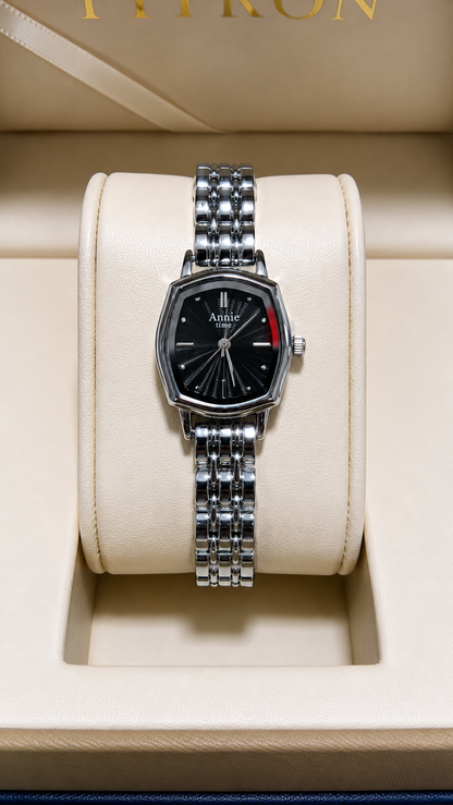 Elevate Your Style with the Classic Black Women's Watch - Sunray Dial Elegance