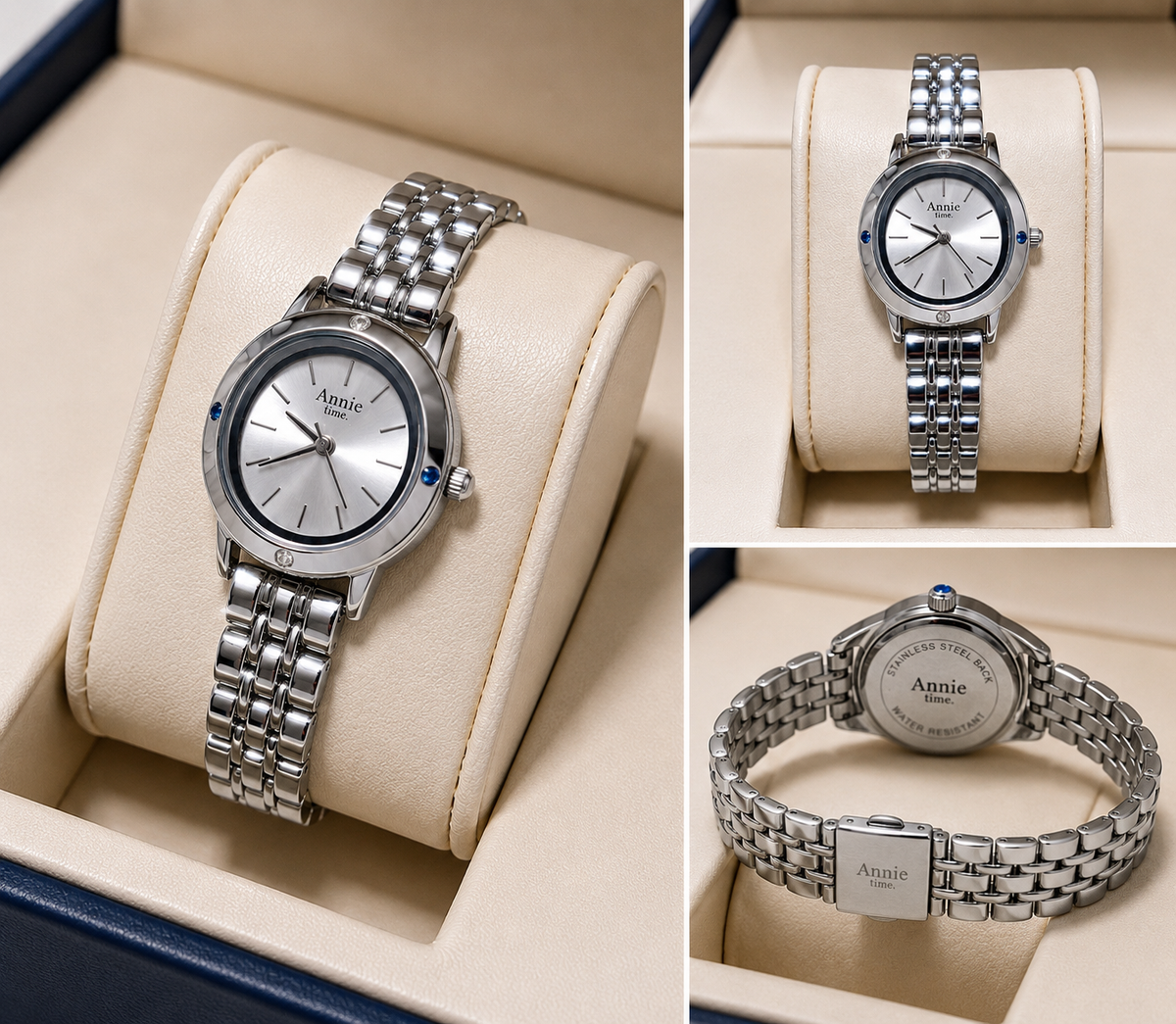 Women's Silver Bracelet Watch with Blue Accent – Elevate Your Style