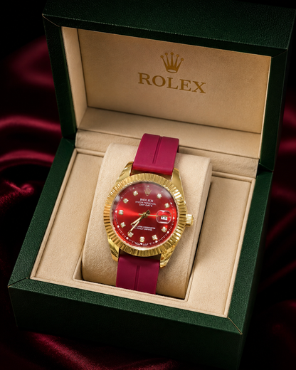 Timeless Elegance: Rolex Classic Gold-Tone Watch - Fluted Bezel & Diamond-Style Markers
