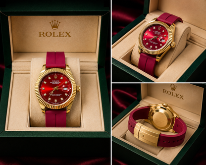 Timeless Elegance: Rolex Classic Gold-Tone Watch - Fluted Bezel & Diamond-Style Markers