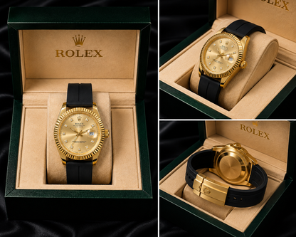 Timeless Elegance: Rolex Classic Gold-Tone Watch - Fluted Bezel & Diamond-Style Markers