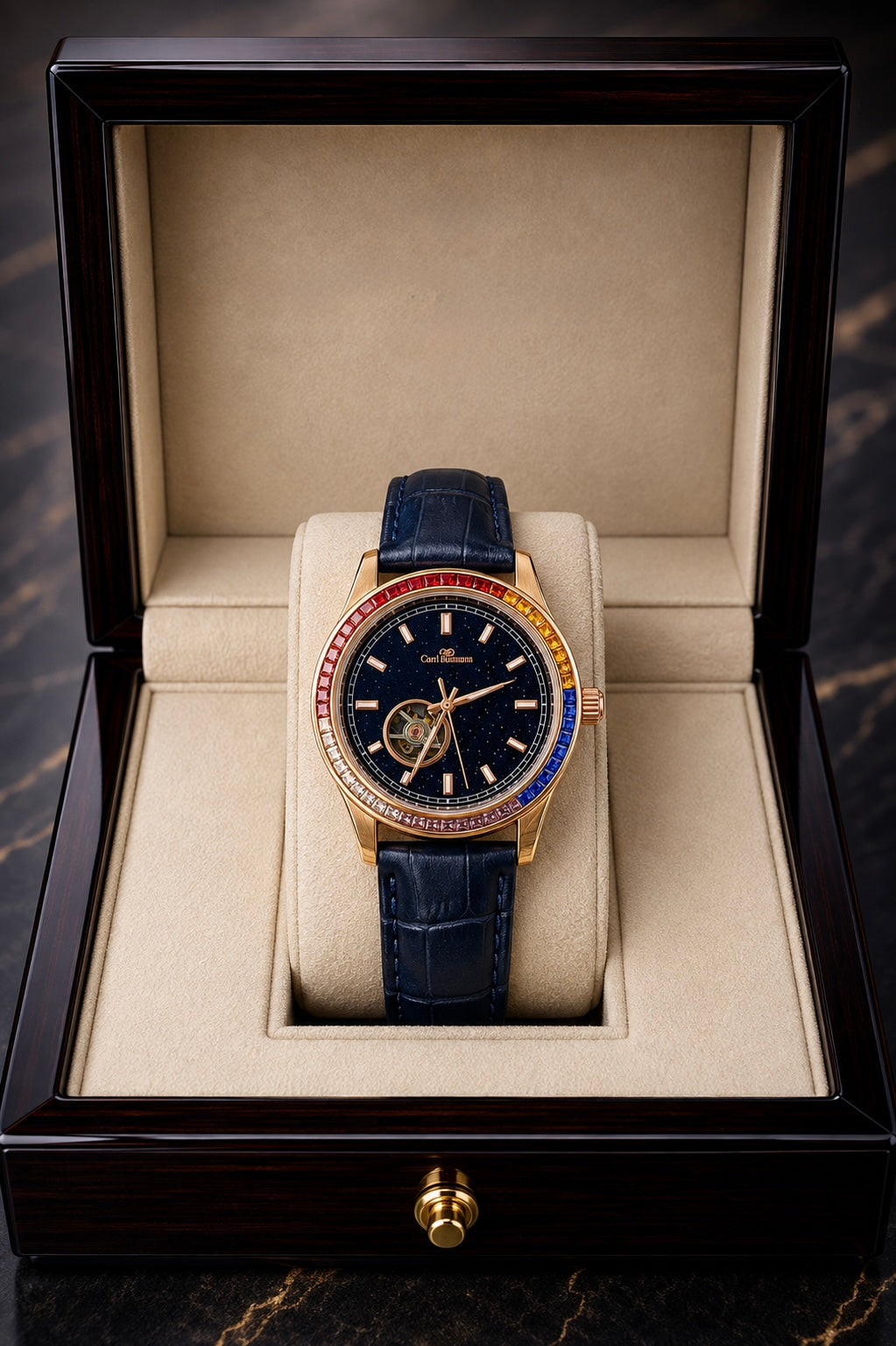 Elevate Your Style with the Denissologue Skeleton Automatic Rose Gold Moon Phase Watch