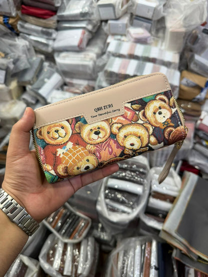 Teddy Bear Zipper Wallet back view
