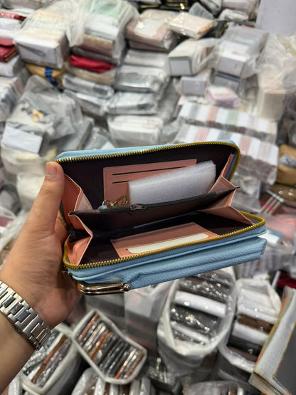 Sky Blue Kiss-Lock Wallet interior card slots and compartments