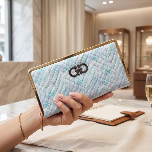 Pastel Quilted Zip-Around Long Wallet luxury lifestyle shot